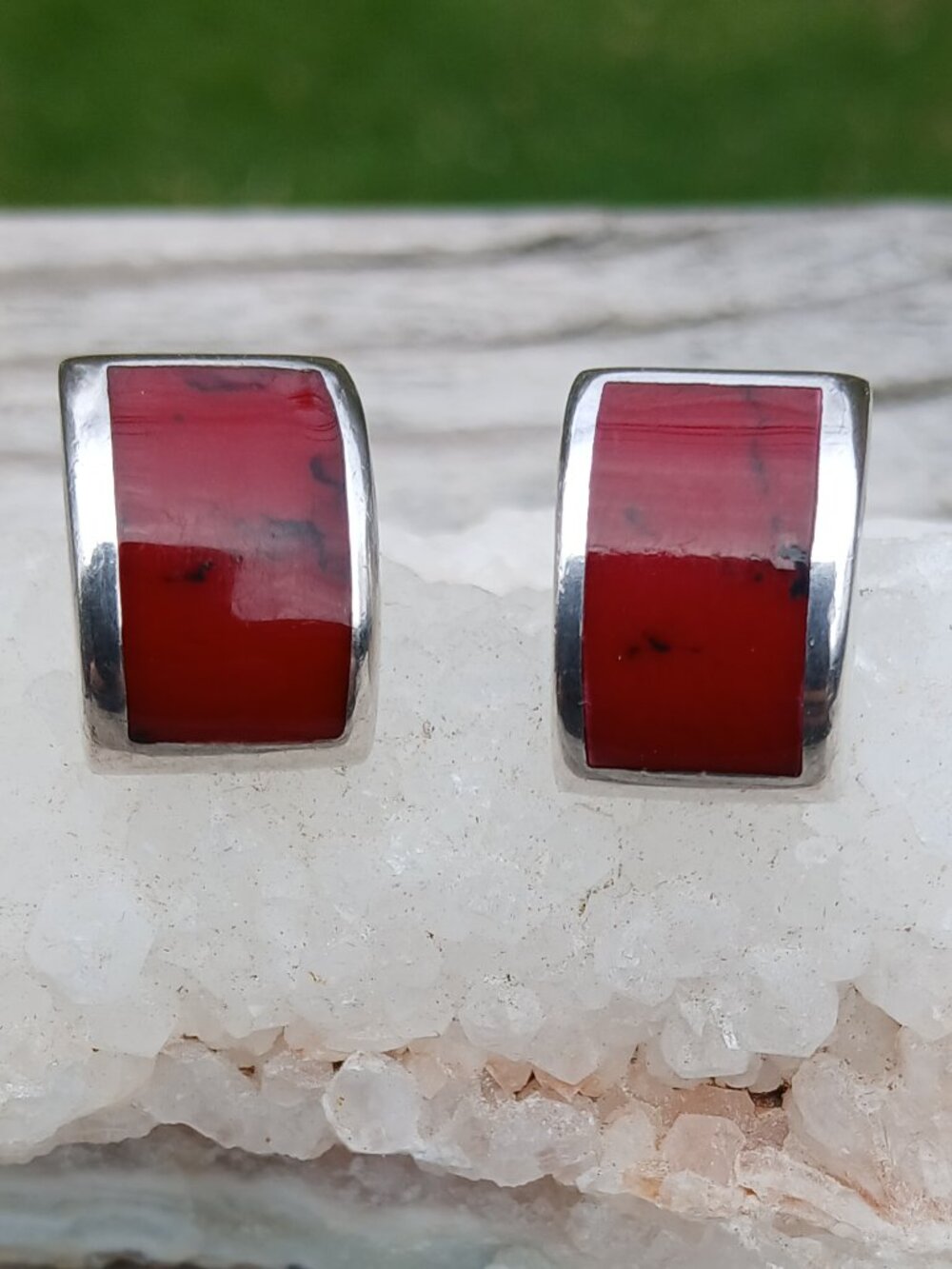 Red Jasper Sterling  925 Mexico Post Earrings